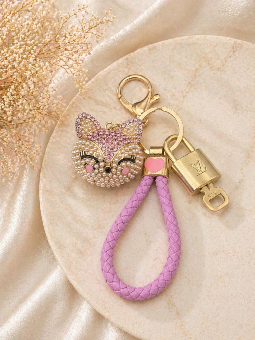Authentic Louis Vuitton Gold Lock 🔒 Unbranded Fox Head Keychain Bag Charm LV